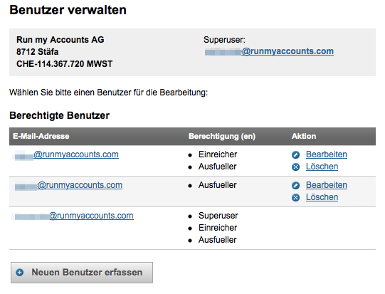 ESTV SuisseTax Benutzerverwaltung