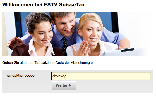 ESTV SuisseTax Transaktionscode