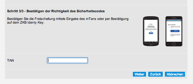 ZKB Mobile Bank Aktivierungscode