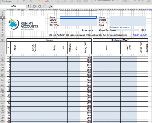 Spesenabrechnung Excel Vorlage