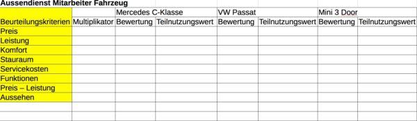 Nutzwertanalyse: Definition der Kriterien