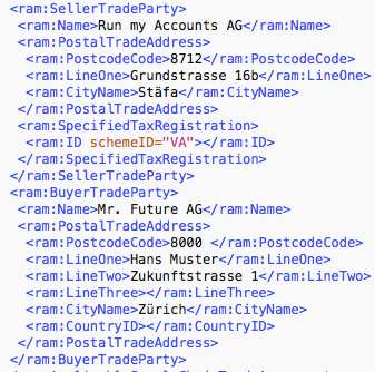 Auszug aus der maschinenlesbaren XML-Datei