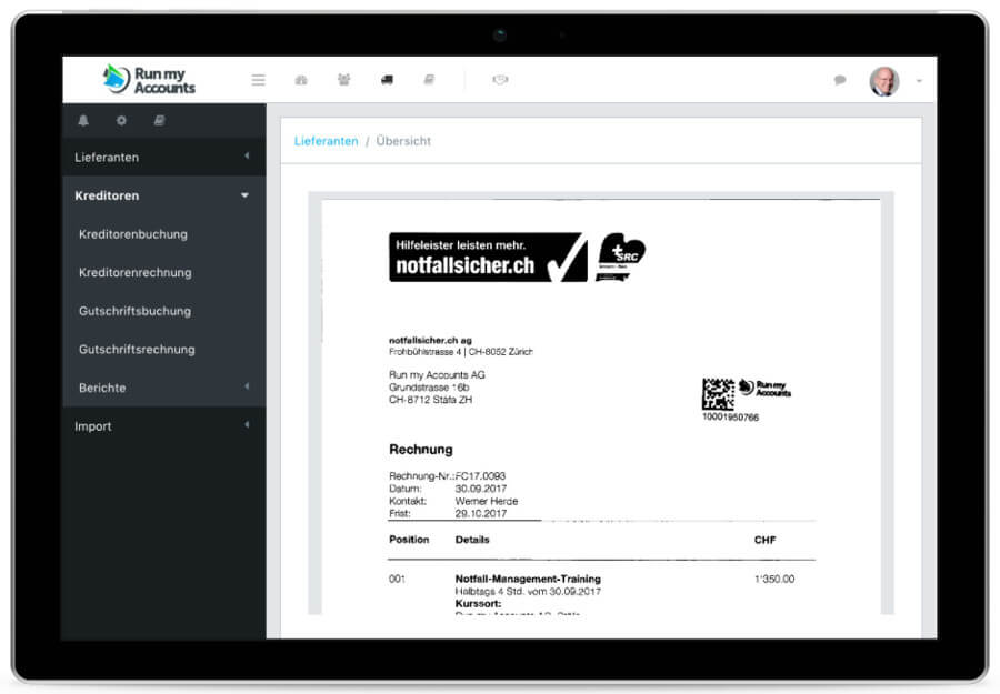 Buchhaltungs-Lösung Tablet mit Workflow