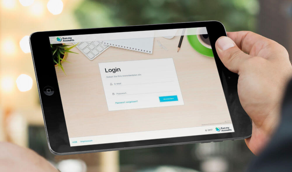 Login neue Online Buchhaltungs Software auf iPad