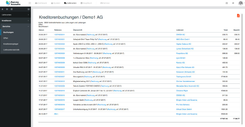 Kreditorenmodul Run my Accounts