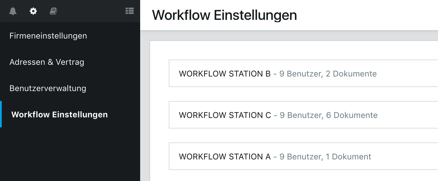 Workflow Einstellungen