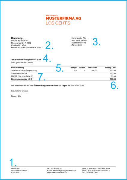 Elemente einer korrekten Rechnung Run my Accounts AG