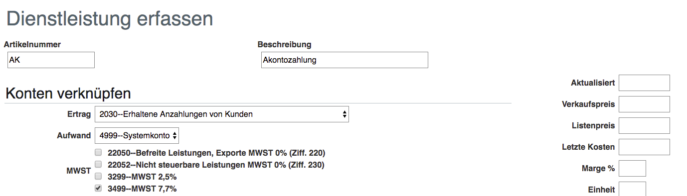 Akonto Rechnung Artikel