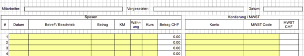 Spesenformular Erfassung