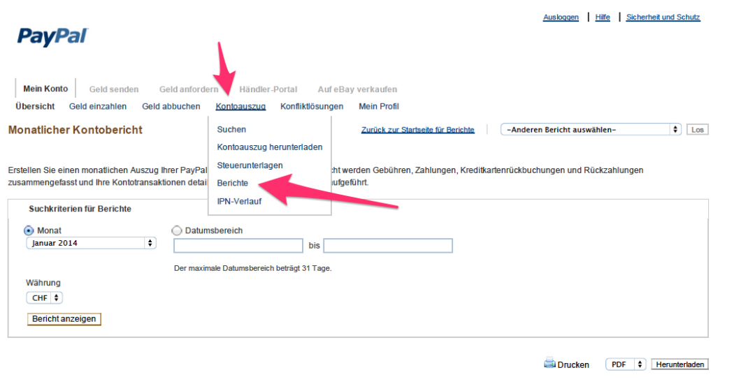 Paypal Kontoauszug 1
