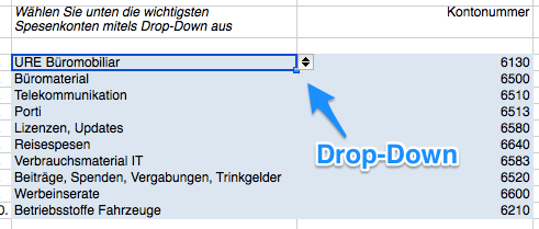 Auswahl Der Relevanten Spesenkonten