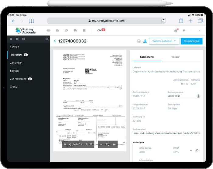 iPad Mit Workflow Online Buchhaltungs Software