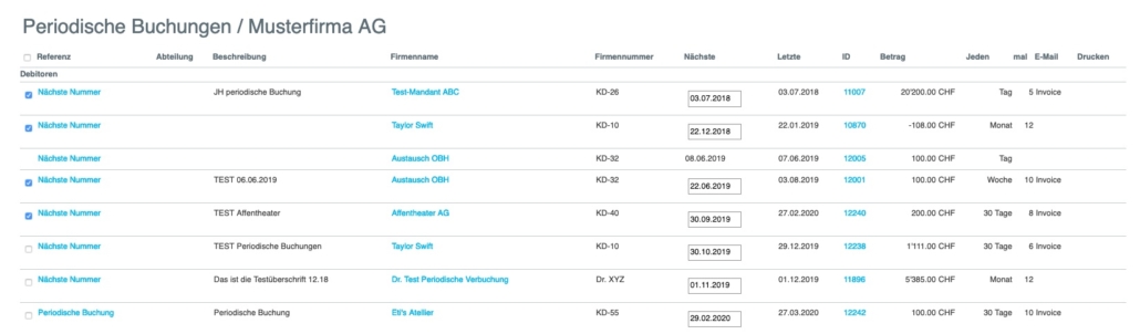 Periodische Buchungen Musterfirma AG