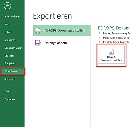 Excel-Dokument als PDF speichern - mit Excel