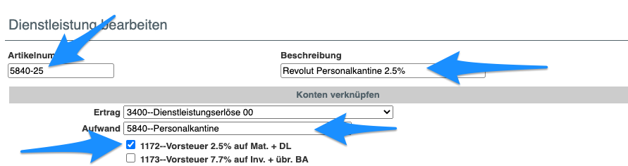 Artikel in Run my Accounts Einrichten